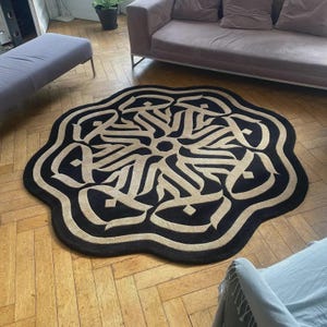 Luxury Hand Tufted Wool Rug | Modern Geometric Area Carpet | Custom Size Living Room Rug | Soft Textured Handmade Floor Decor