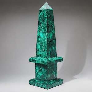 Handmade Malachite Obelisks | Gemstone Crystal Tower Pair | Luxury Healing Stones for Home Décor, Meditation, Collector Gift,Statement Decor