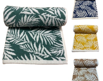 Botanical 100% Cotton Jacquard Patterned Leaf Towel. Hand and Bath Sizes Available.