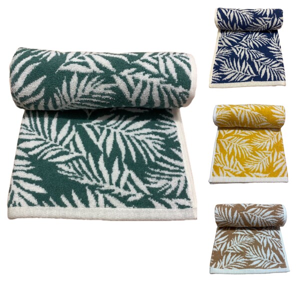 Botanical 100% Cotton Jacquard Patterned Leaf Towel. Hand and Bath Sizes Available.