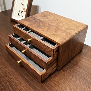 Schmuckschatulle aus massivem Nussbaumholz mit Schublade, Schmuckhalter, Schmuckhalter, Hochzeitsgeschenk, Beste Freundin Idee, Geschenk für Mama Sie