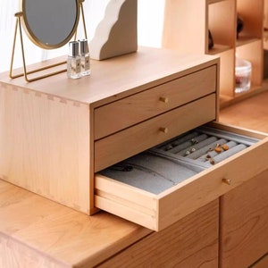 Benutzerdefinierte Massivholz Schmuckschatulle mit Schublade, extra großer Holzschmuck Organizer Fall, Ohrring Armband Ring Halskette Lagerung, Geschenk für sie