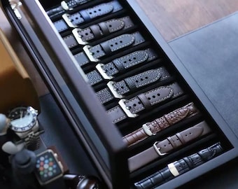 Exquiste Wood Watch Band Box for 8/10/48 Bands, Wooden Watch Straps Box, Fits All Wrist Watches & Smart Watches, Watch Guard Gift