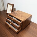 Solid Walnut Large Jewelry Box with Drawer, Custom Jewelry Holder, Jewelry Organizer Case, Wedding Gift, Best Friend Idea, Gift for Mom Her