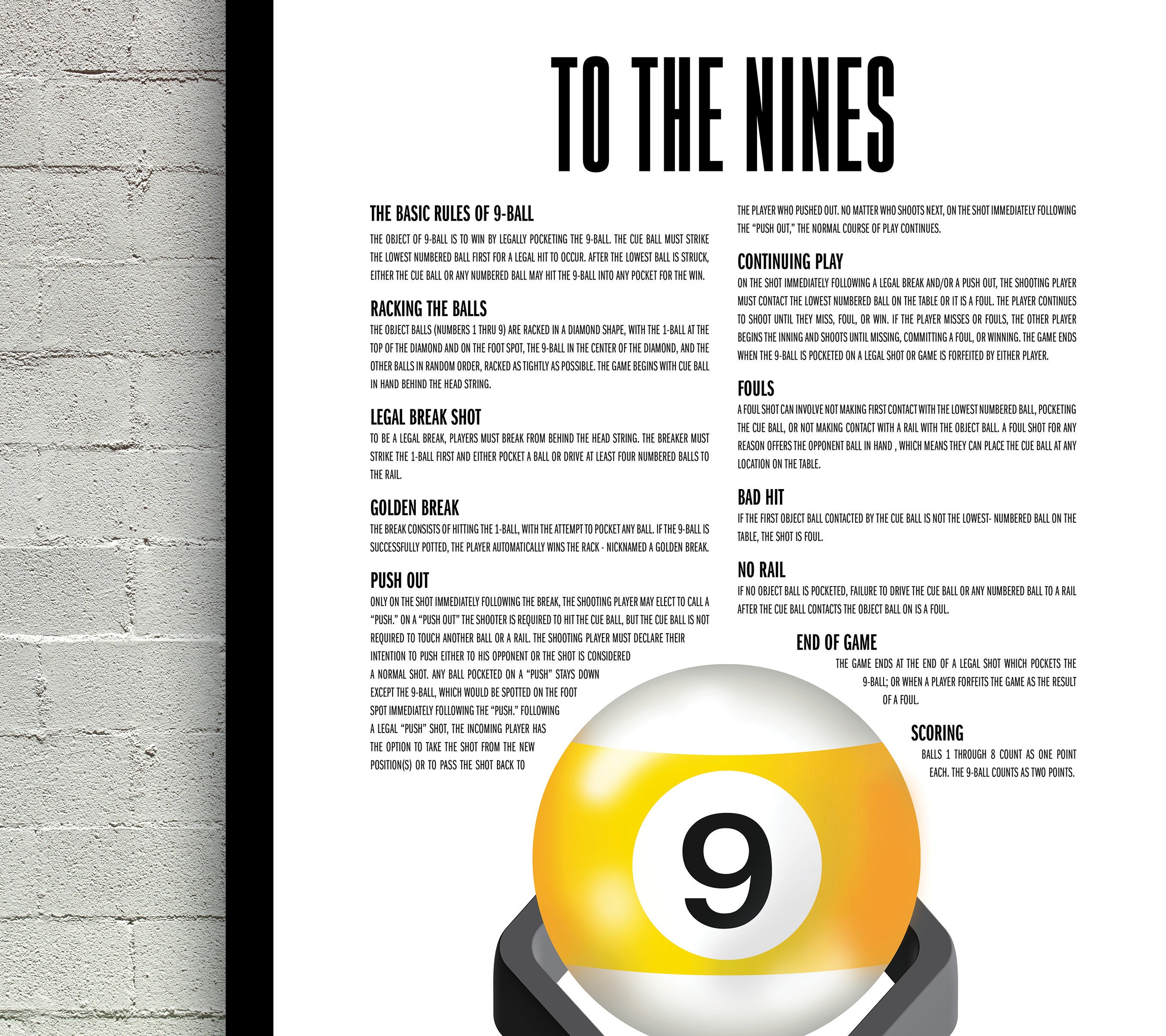 Pool Game Printable Nine Ball Rules of Nine Ball Billiards Digital
