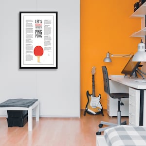 Ping Pong Game Printable Rules of Ping Pong Digital Downloadable Art