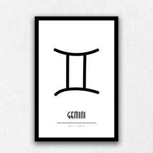 GEMINI ZODIAC Wall Art | Gemini Horoscope Printable Art | Astrology Wall Art | Gemini Zodiac Gift | Zodiac Art | Digital Instant Download