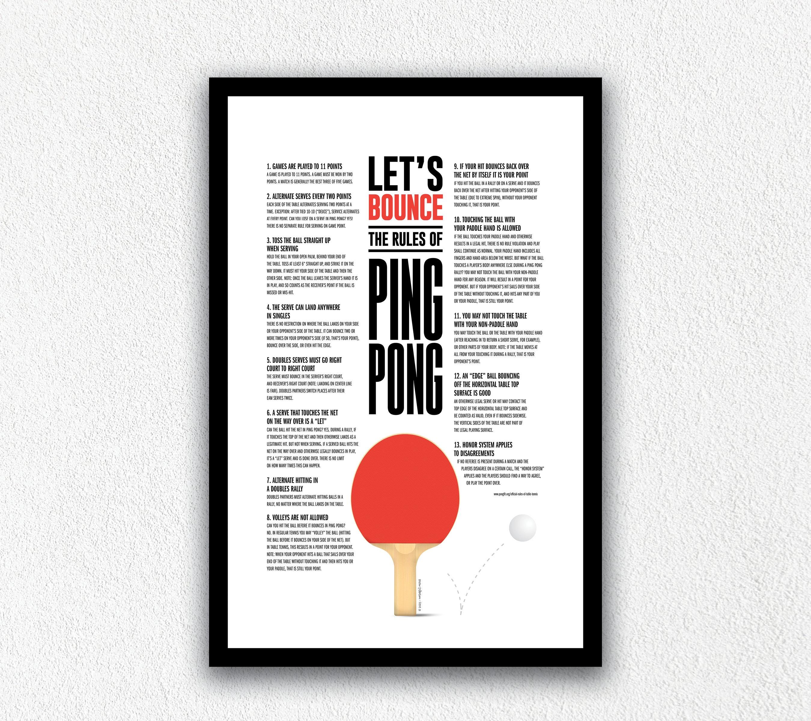 Ping Pong Game Printable | Rules of Ping Pong | Digital Downloadable Art | Game Print | Wall Art | Printable Wall Decor