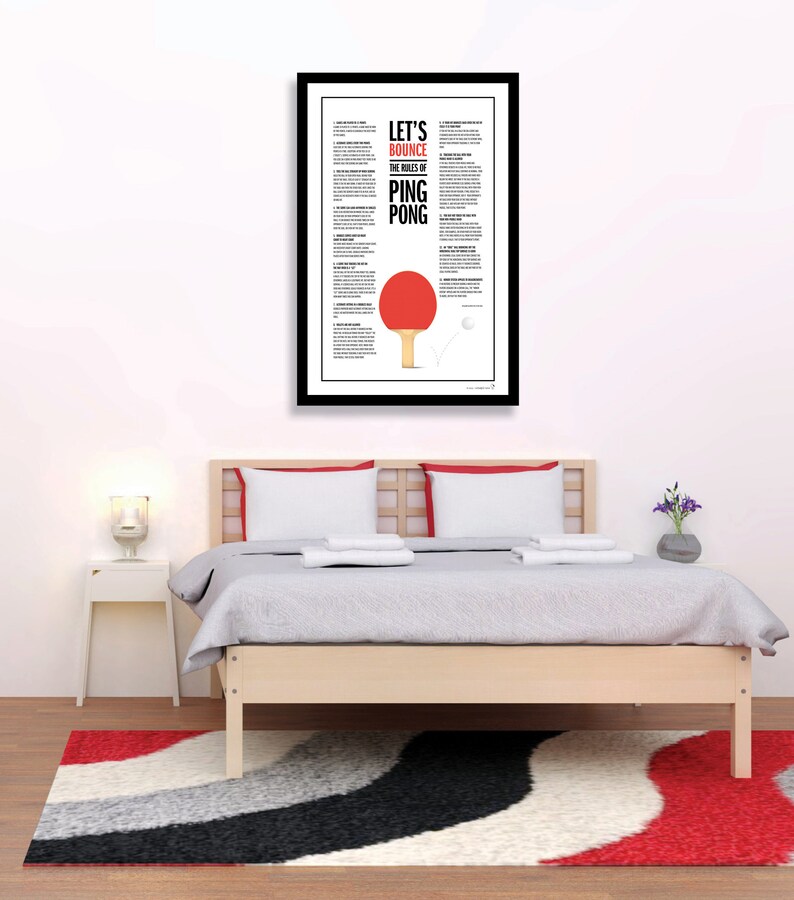 Ping Pong Game Printable Rules of Ping Pong Digital Downloadable Art