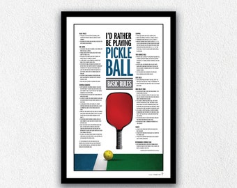 Pickleball | Rules of Pickleball | Game | Printable |  | Digital Downloadable Art | Pickleball Gifts | Wall Art | Printable Wall Decor