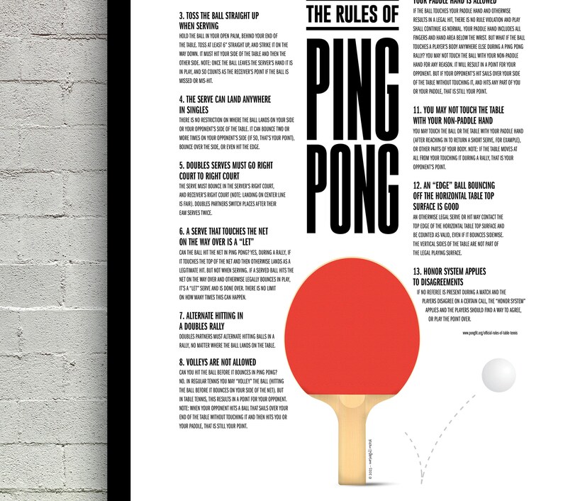 Ping Pong Game Printable Rules Of Ping Pong Digital Downloadable