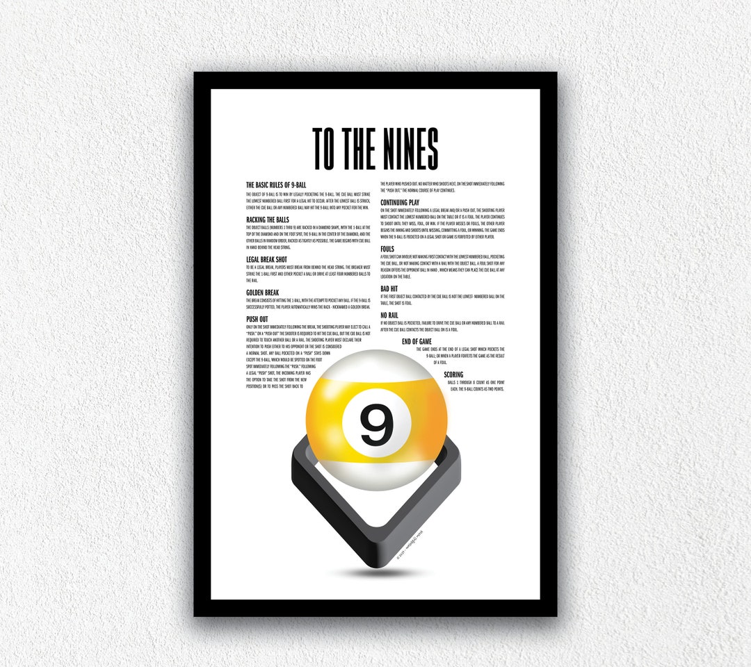 Pool Game Printable Nine Ball Rules of Nine Ball Billiards Digital