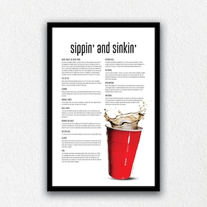 Beer Pong Game Printable| Beer Pong | Rules of Beer Pong | Beer | Digital Downloadable | Game Print | Wall Art | Printable Wall Decor