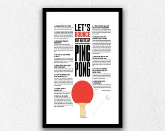 Ping Pong Rules Art Print | Game Room Wall Decor (Digital Download)