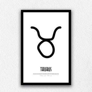 TAURUS ZODIAC Wall Art | TAURUS Horoscope Printable Art | Astrology Wall Art | Gift for Taurus | Zodiac Art | Digital Instant Download