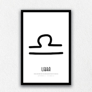 LIBRA ZODIAC Wall Art | LIBRA Horoscope Printable Art | Astrology Wall Art | Gift for Libra | Zodiac Art | Digital Instant Download