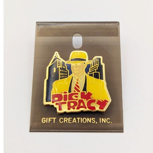 NOS Vintage 1990 Disney Dick Tracy Metal Lapel Pin Gold Tone Gen Z Collectible Gift for Fan Detective Warren Beatty Mob Touchstone