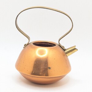 Tiny Vintage Copper Brass Tea Coffee Kettle Miniature Mini Little Dollhouse Style Rare Christmas Gift Present For Kid Kids Playroom Girl Boy