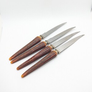 Vintage Bakelite Set of 4 Knives Lifetime Cutlery Stainless Steel Rare Kitchen Knife Set Matching MCM Mid Century Modern Kitschy