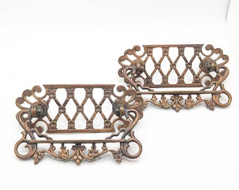Vintage Ornate Articulated Brass Filigree Flower Drawer Pull Pulls Large Floral Scroll Vine Vines Forest Woodland Victorian Openwork
