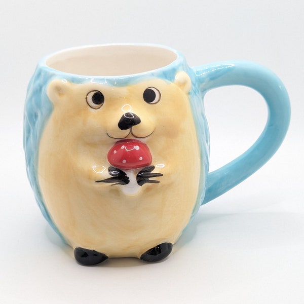 Vintage Hedgehog Mushroom Coffee Mug Cup Animal Lover Tea Gift Woodland Boston Warehouse Forest Present Hot Chocolate Cute