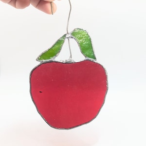 Vintage Handmade Apple Stained Glass Sun Catcher Teacher Gift Window Decoration Wall Art OOAK Christmas Gift Present Suncatcher