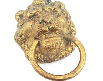 Vintage Lion Brass Hook Door Knocker Hand Towel Traditional Classy HEAVY Bathroom Gift Estate