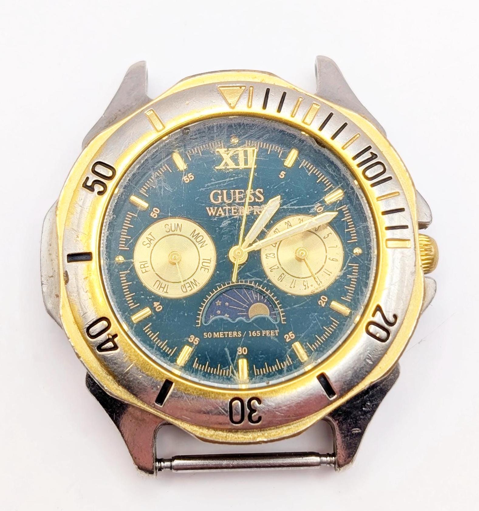 Vintage 1996 GUESS Waterpro Day/night Mens Watch Day/date 50m WR 