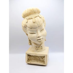 Vintage 1960 Universal Statuary Bust Chicago IL Asian Bust Cream Home Decor Gift for Collector Gift for Her Mother Office Decoration