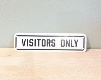 Vintage Metal Visitors Only Black White Sign Wall Art Industrial Farmhouse Chic Building Gift For Him Her Kids Room Decor Present
