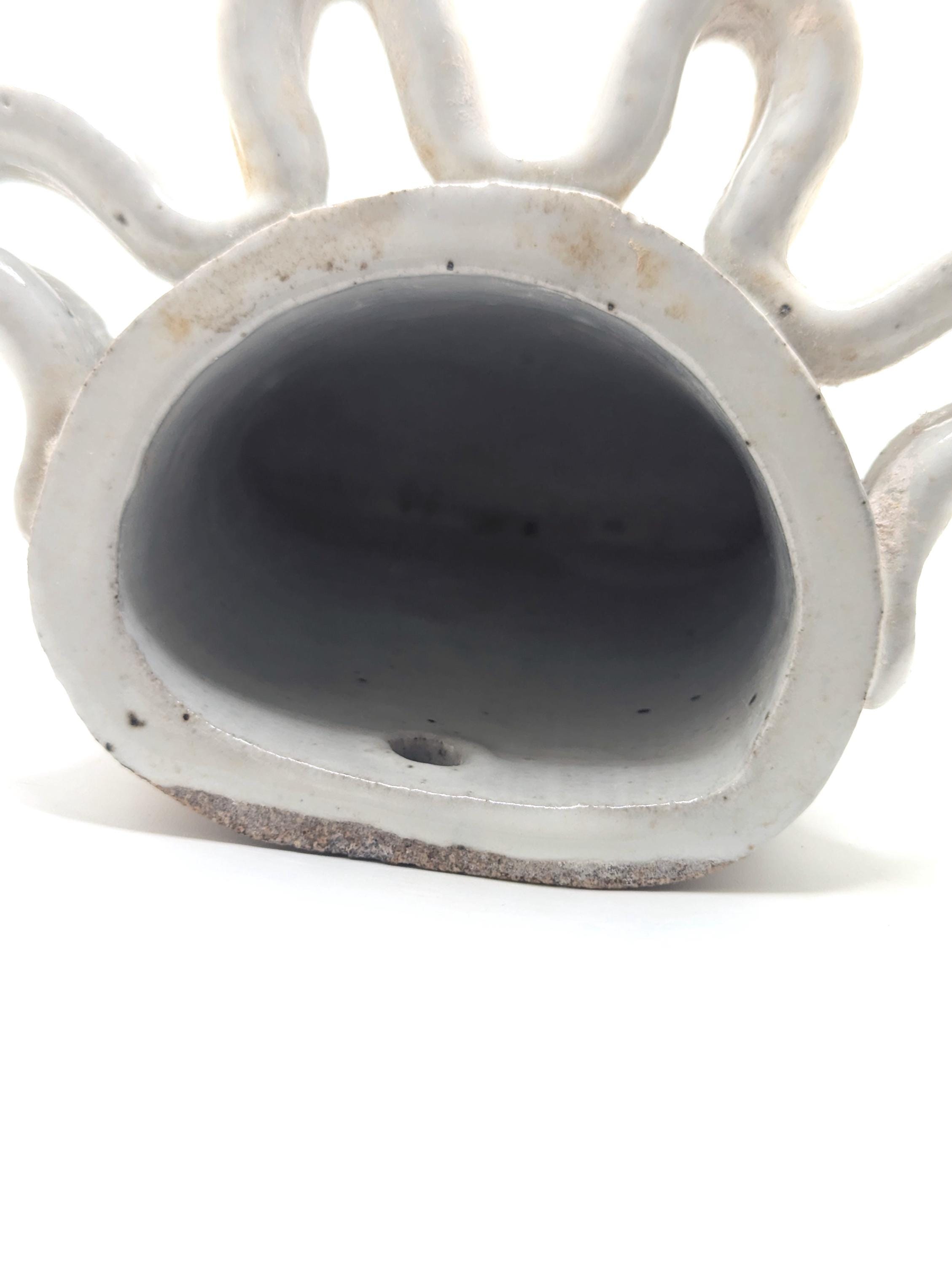 Vintage Hage Signed Ceramic Wall Pocket Funky Blue White Abstract