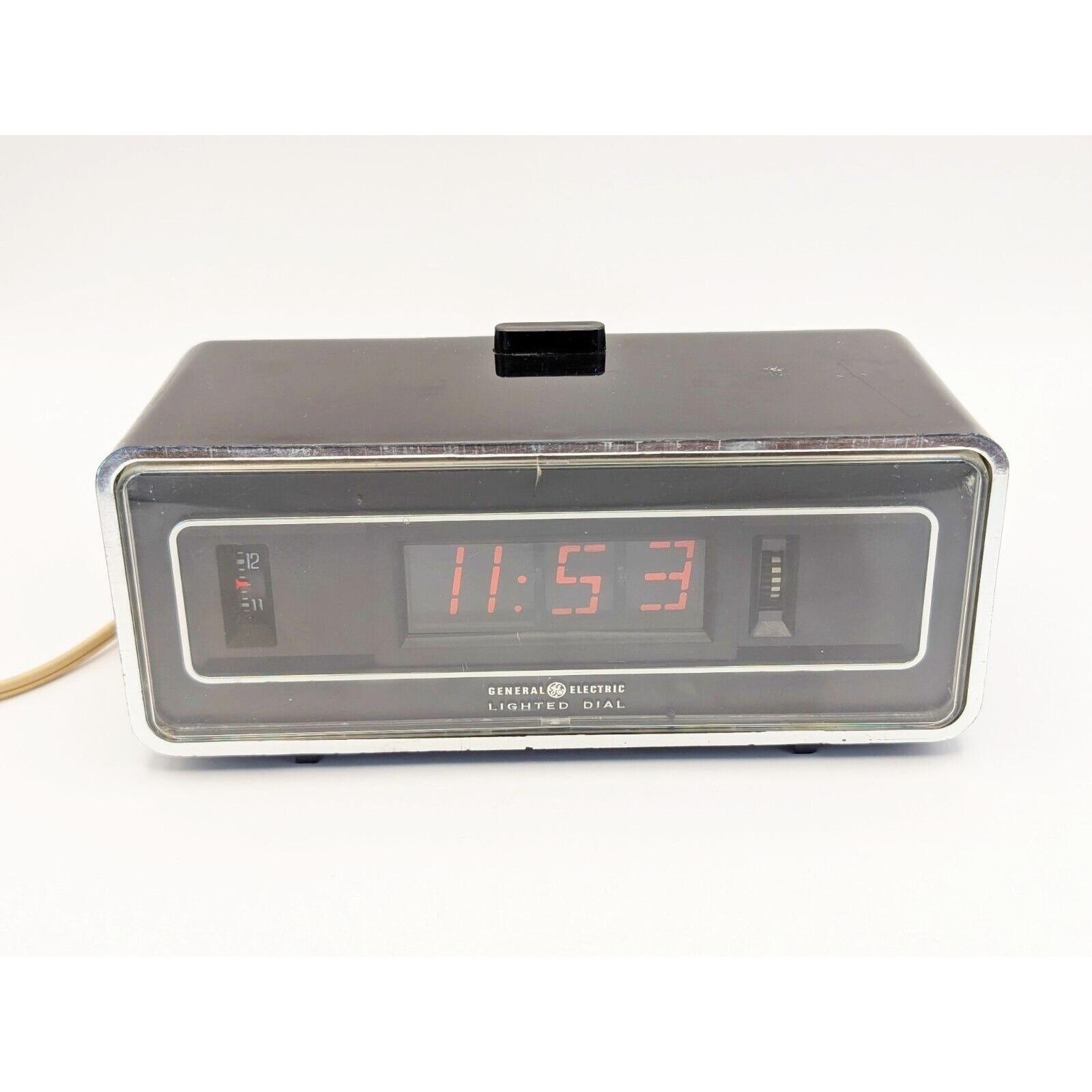 Vintage GE General Electric Lighted Dial Flip Alarm Clock Red
