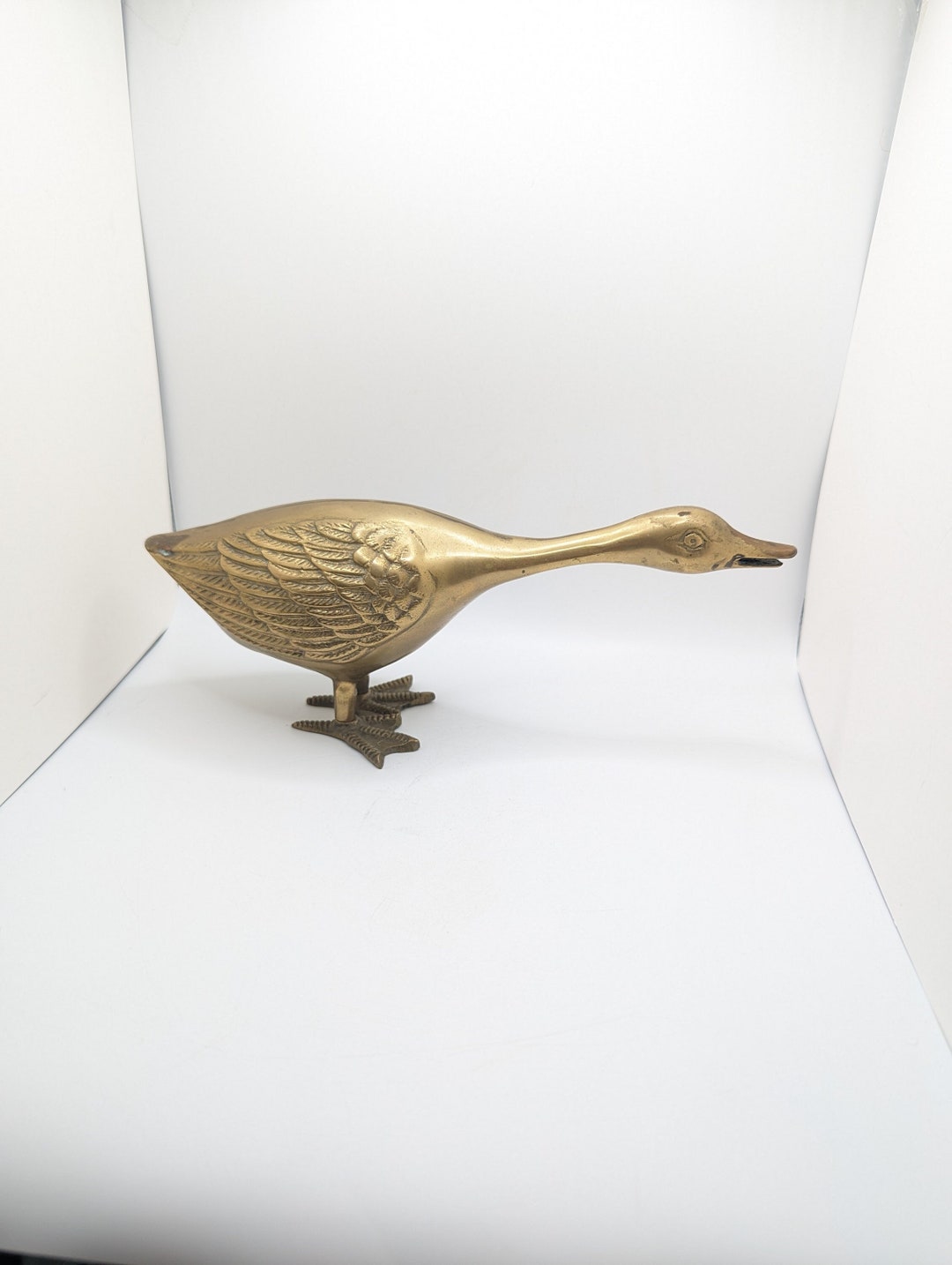 Vintage Brass Goose Duck Figurine Large Bird MCM Mid Century Etsy