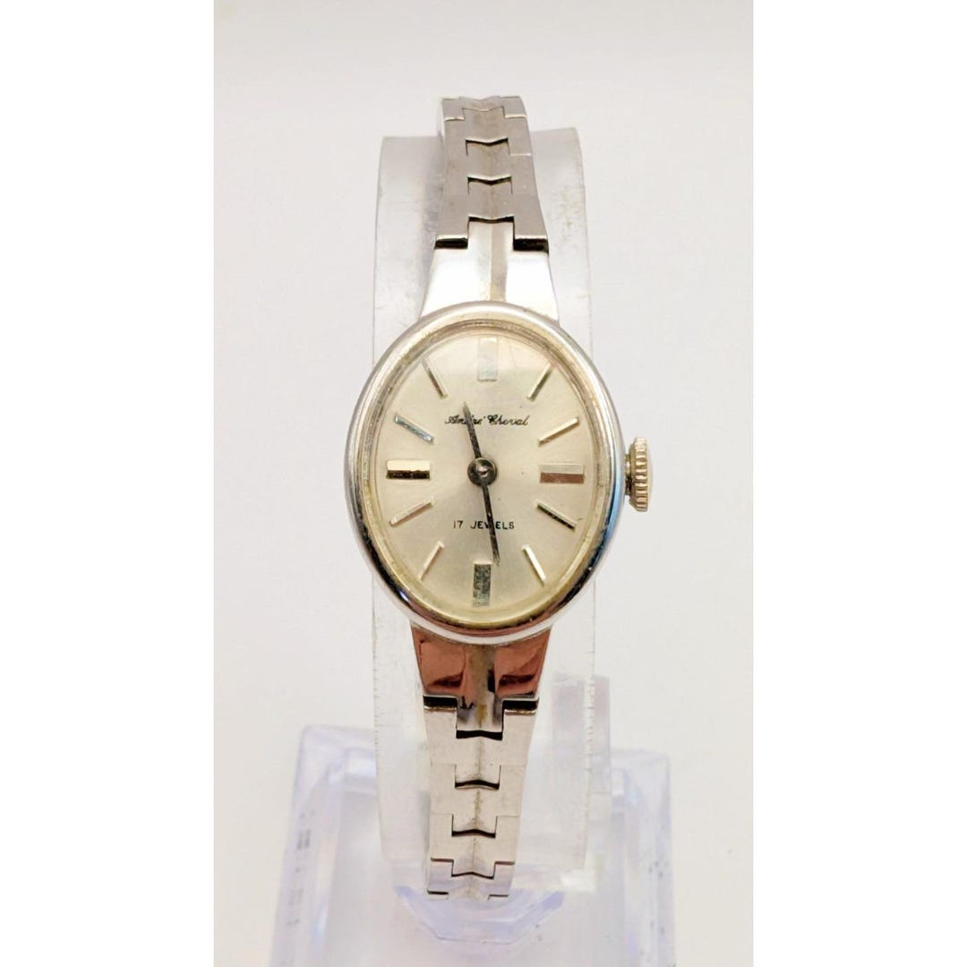 Vintage Elegant Andre Cheval Womens Watch Silver Tone 17 Jewels Gift ...