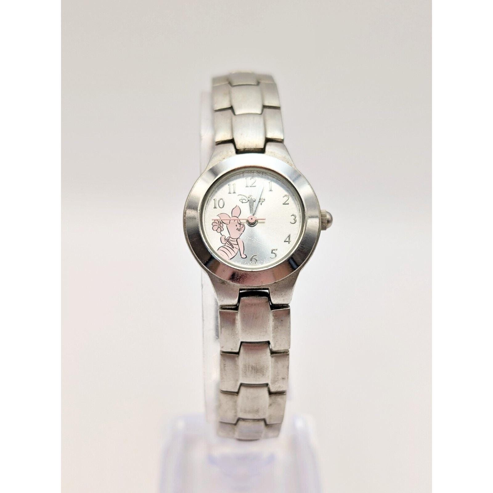 Disney Winnie the Pooh Piglet VTG Sleeping Day/ Night Watch Vintage Disney Piglet Womens Watch Silver Tone Winnie Keeps  main image 4