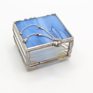 Vintage Memento Tooth Fairy Box Childhood Stained Glass Trinket Box Something Blue Wedding Bridal Gift For Her Ring Hinged Handmade