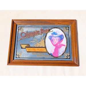 Vintage Olympia Beer Brewing Company Olympia WA Pub Mirror Its The Water 21&quot;x15&quot; Barware Decor She Shed Man Cave Alcohol Beverage Gift