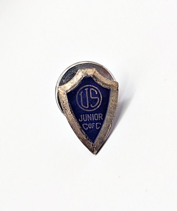 Vintage US Junior C OF C Lapel Pin Blue Shield Sil