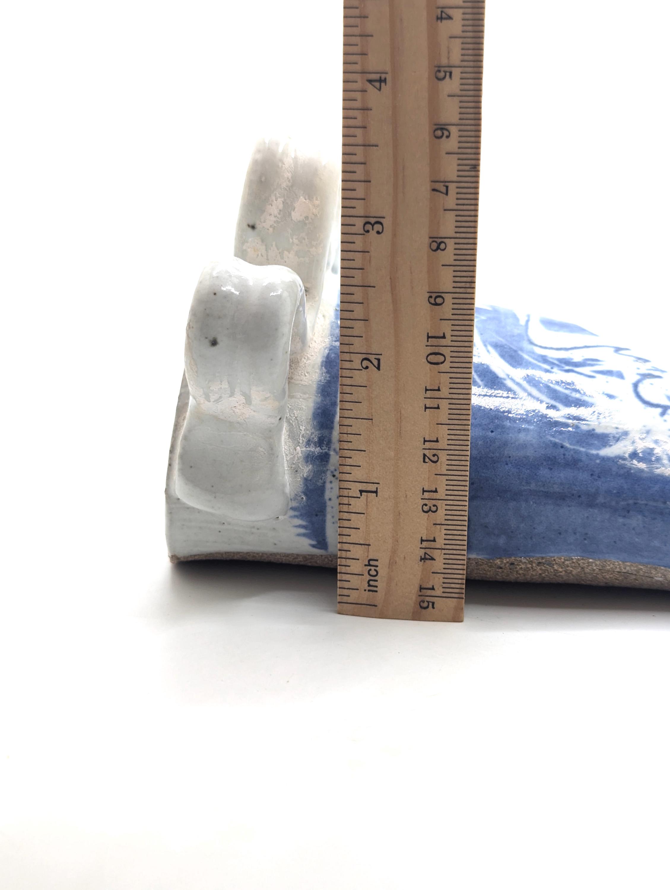 hage♡ Vintage Hage Signed Ceramic Wall Pocket Funky Blue White Abstract