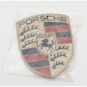 NOS Vintage Porsche Patch Emblem Gold Tone Stuttgart Crest Made in Germany