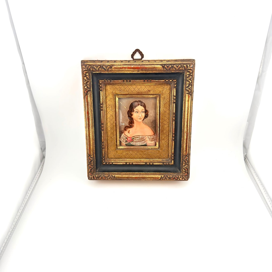 Antique Oil Painting Portrait Woman Oris Signed Framed Wall Art Gold ...