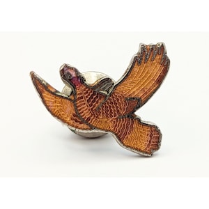 Vintage Pheasant Bird Enamel Pin, Collectible, Pin Back, Tie, lapel, game bird, feathers, Phasianidae,