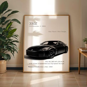 Pôster do Nissan 350Z | Arte de parede do Nissan 350Z | Impressão de carro JDM | Especificações do Z33 | Download digital