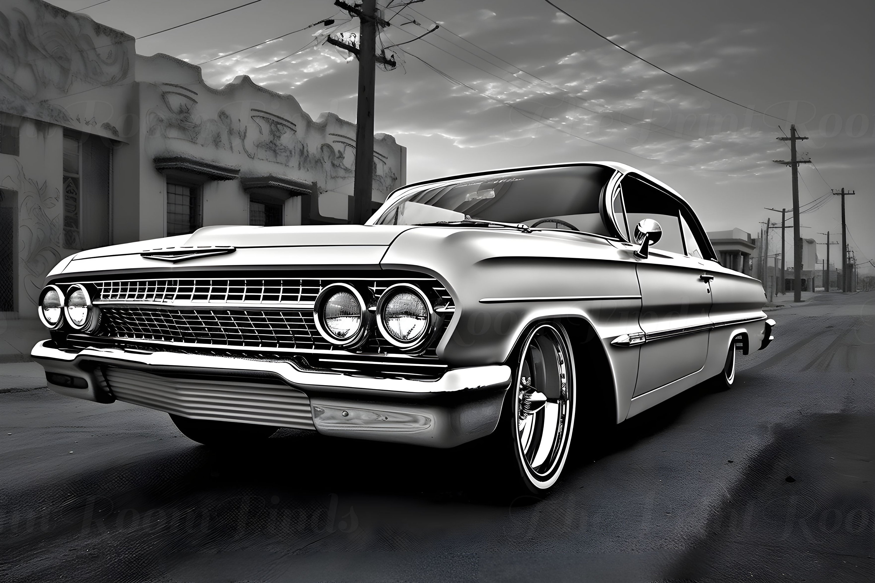 1964 Chevy Impala Digital Print | Chicano Lowrider Art