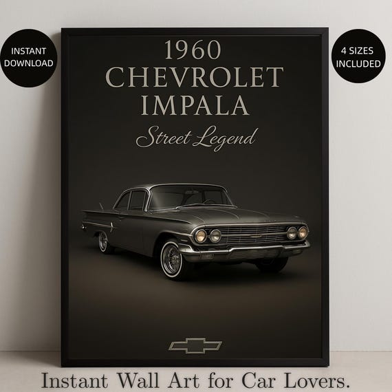 1960 Chevy Impala Lowrider Poster: Retro Car Art (digital Download