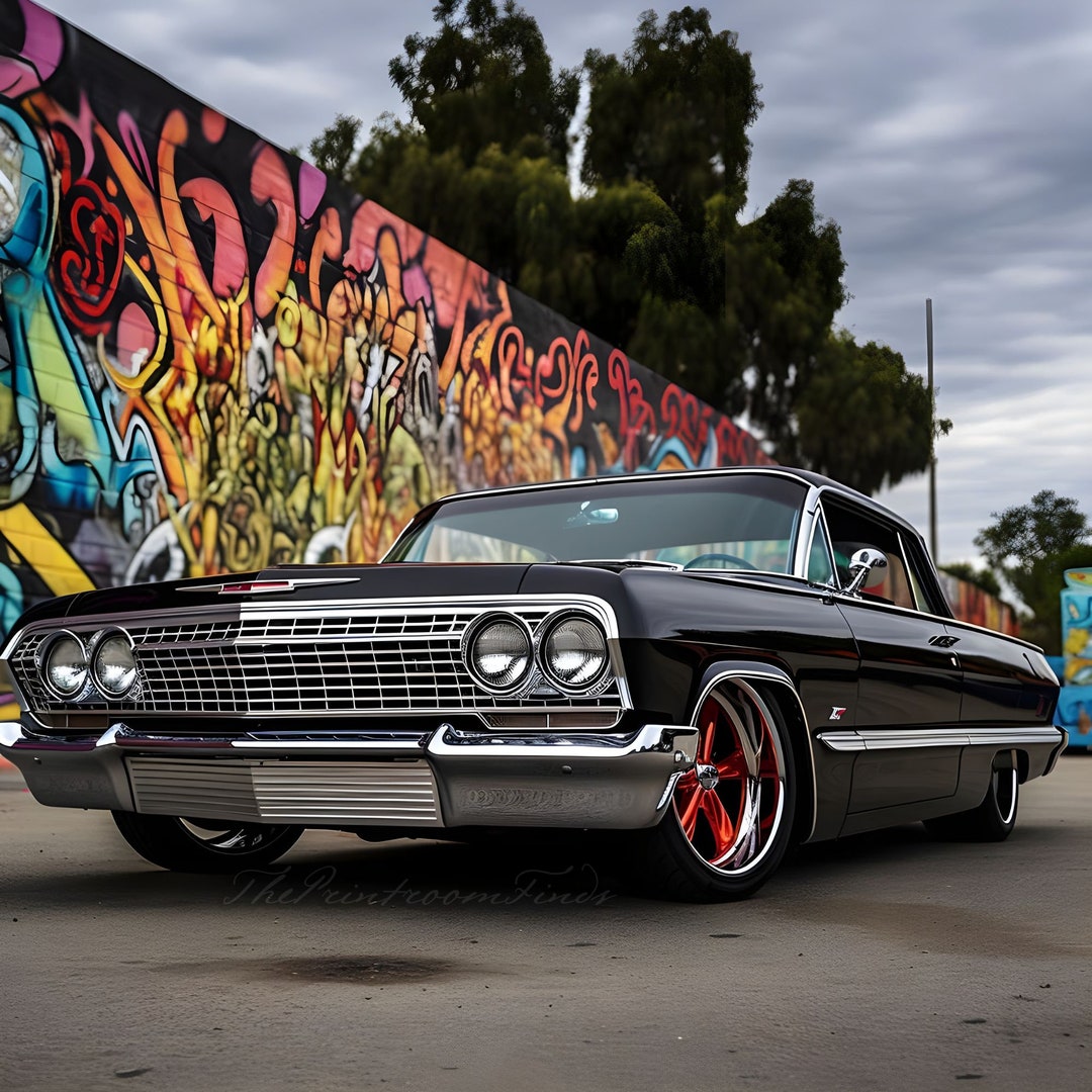 Black '63 Chevy Impala Lowrider Art Print (digital Download