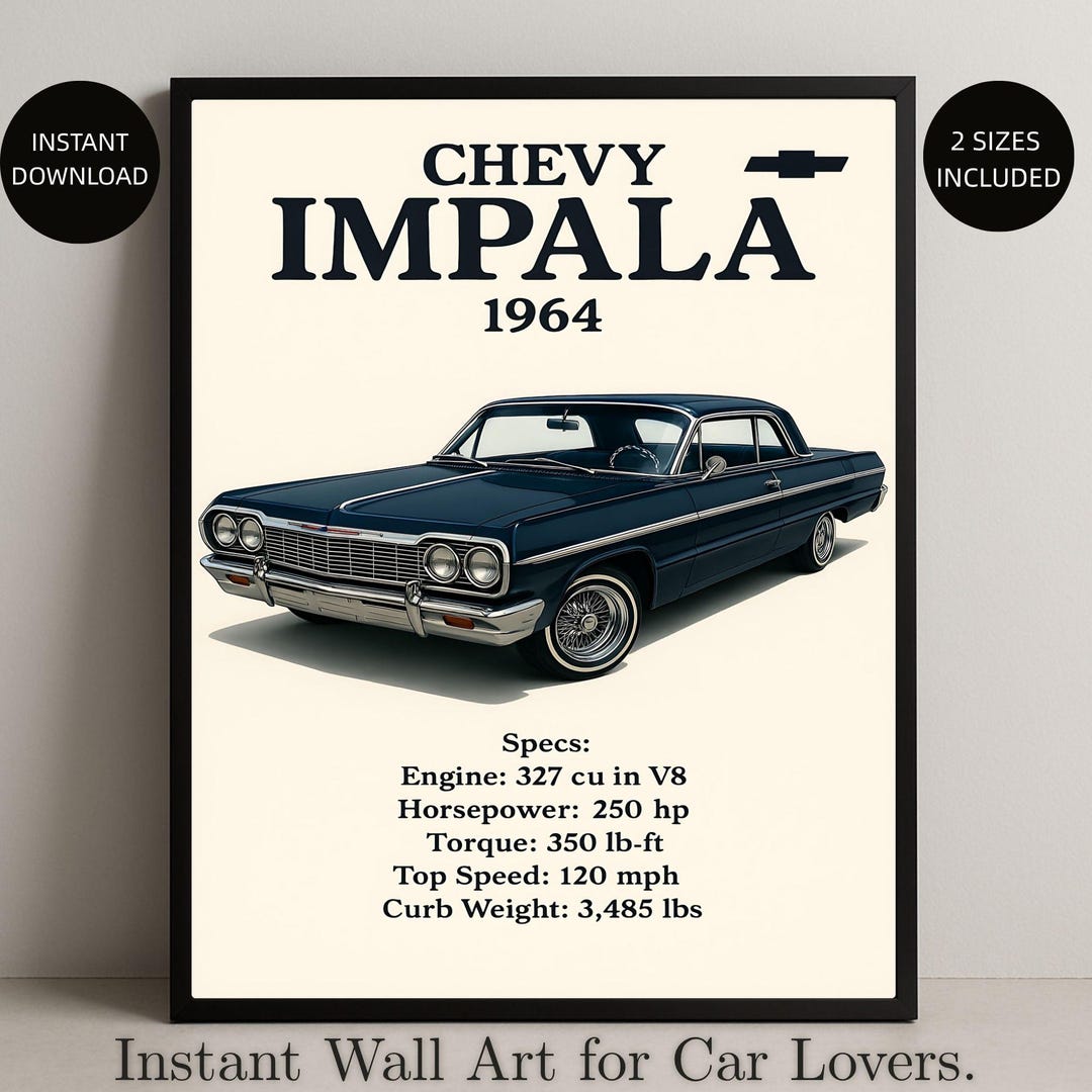 1964 Chevy Impala Lowrider Poster | Chicano Art | Classic Car