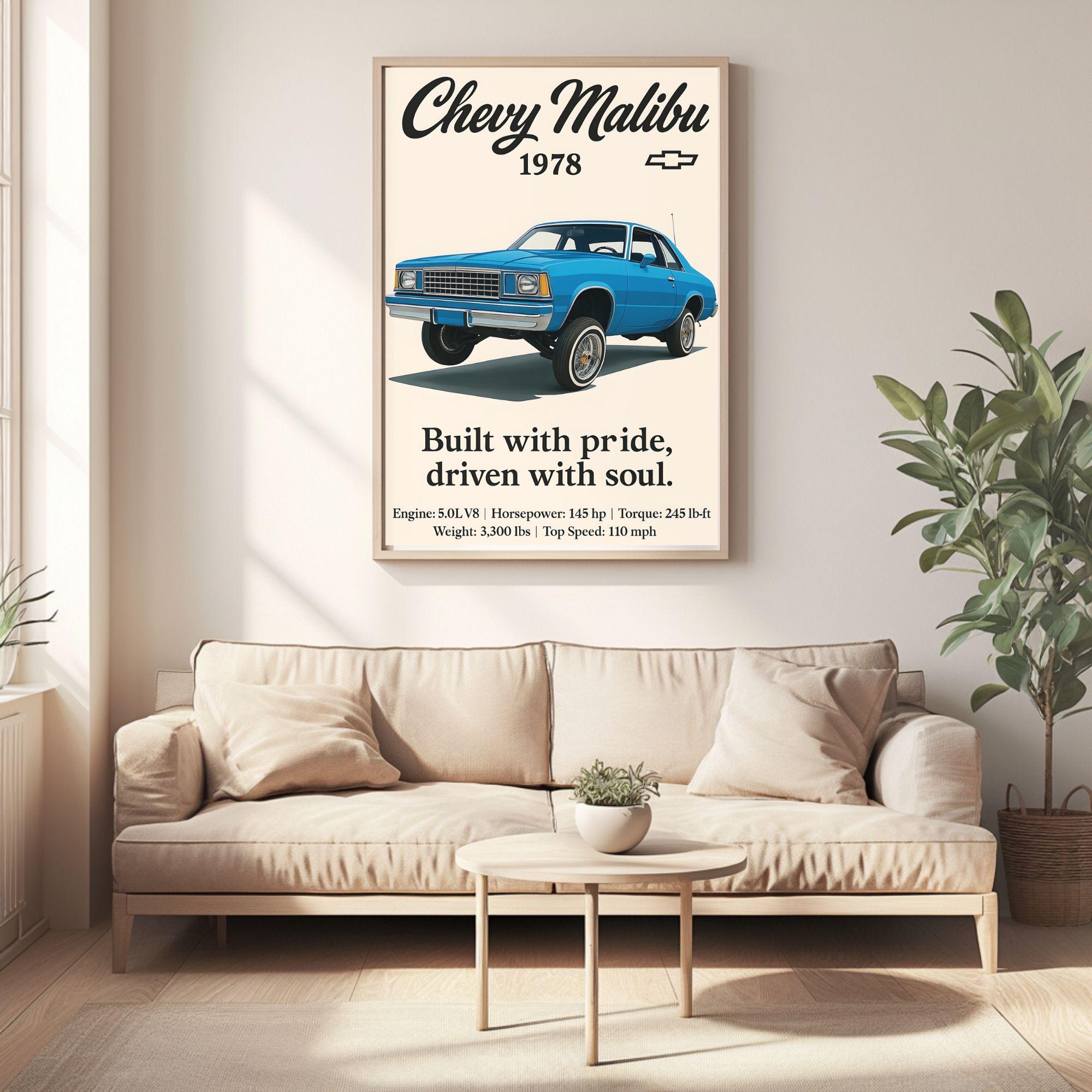 1978年式シボレー・マリブ・ローライダーのアートプリント：クラシック