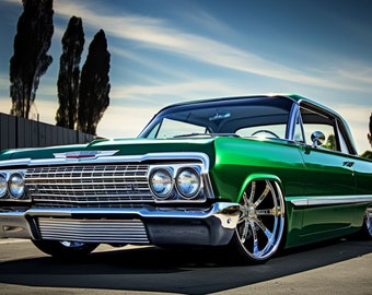 Vernice verde caramella 1964 Chevy Impala Stampa digitale / Regalo per appassionati di auto / Stampa di auto d'epoca / Sfondo del desktop / Regali per ragazzi di auto