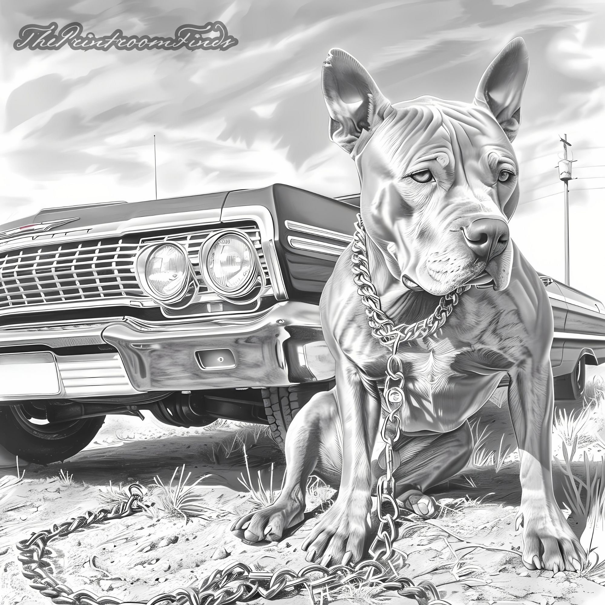 Lámina artística de Pitbull y Lowrider: Estilo Chicano (Descarga digital) -  Etsy México, image size:2000x2000